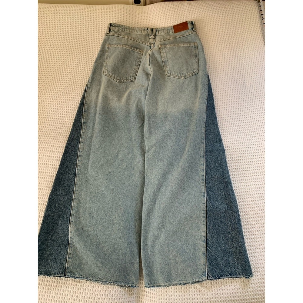 Zara  Women Denim Wide Leg  Size - 4 New - Picture 7 of 10